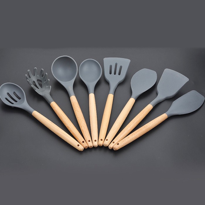 PASTA SERVER SODET SUTIL SILIKON PINK GAGANG KAYU CYPRUZ KH 30 CM