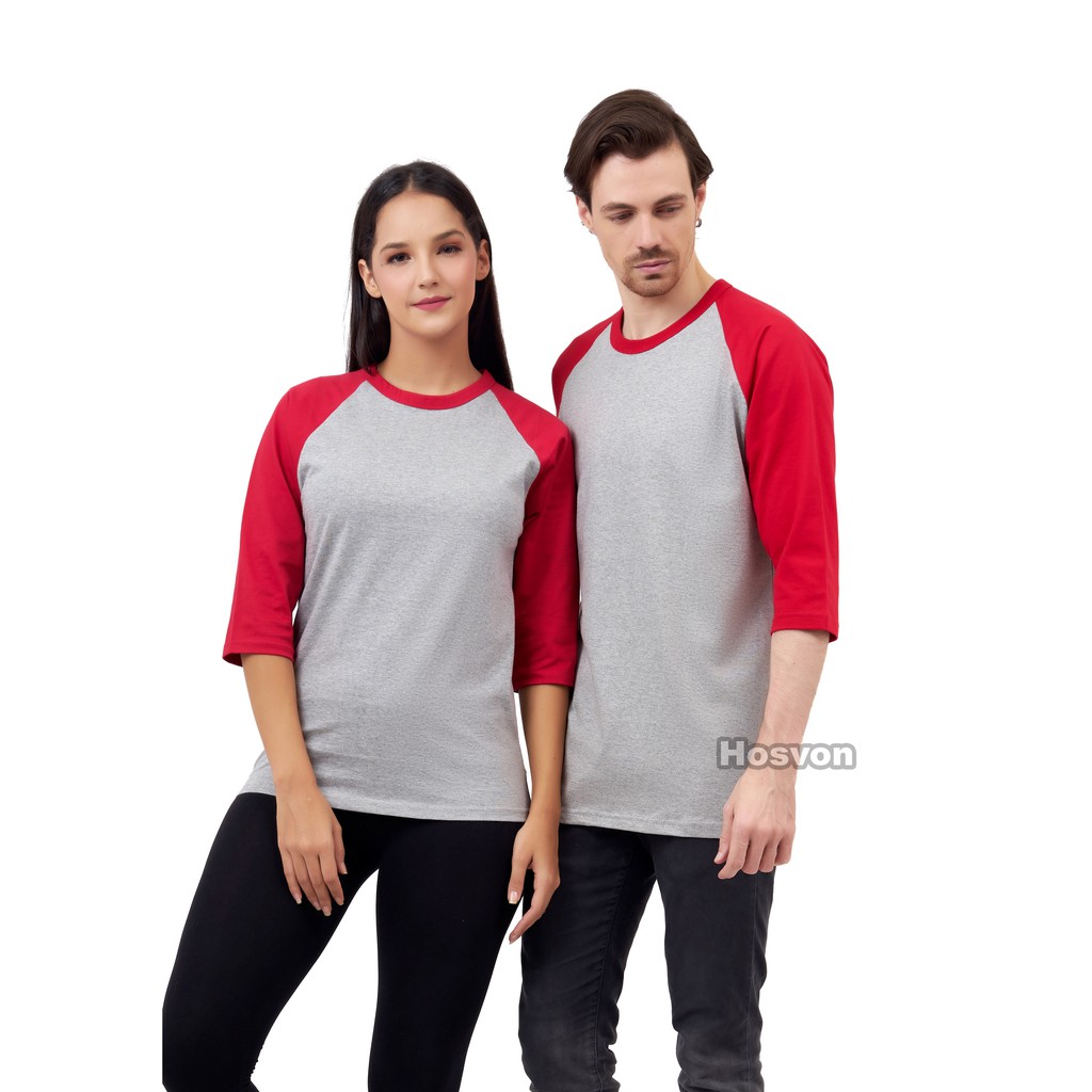 ABU MISTY - MERAH Raglan Lengan 3/4 COTTON COMBED 20s (PRIA &amp; WANITA)