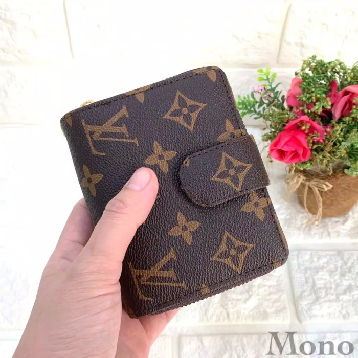 Dompet LV koin dompet kartu dan uang dompet wanita kecil tumpuk - Mono Kembang