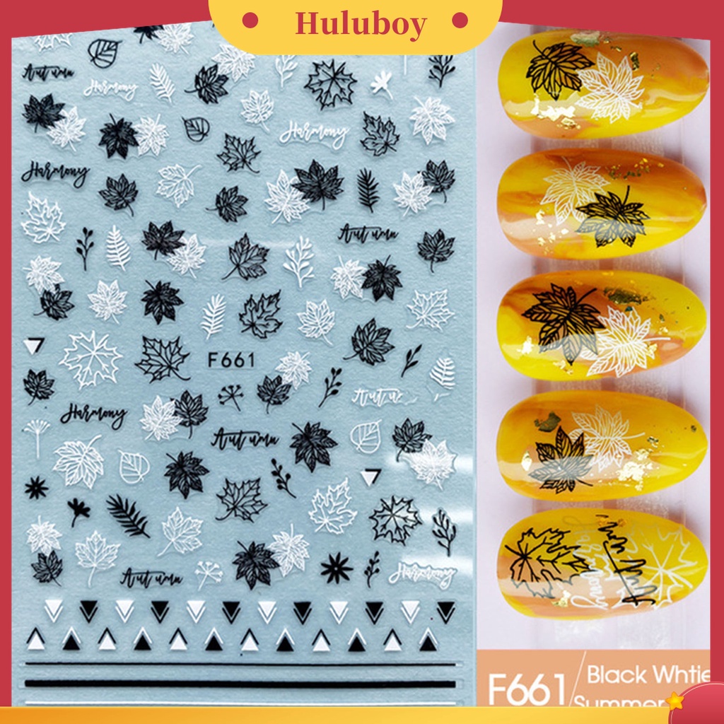 Huluboy Huluboy♡ 2pcs Stiker Kuku 3D Multifungsi Motif Daun Kelapa Untuk Dekorasi Nail Art