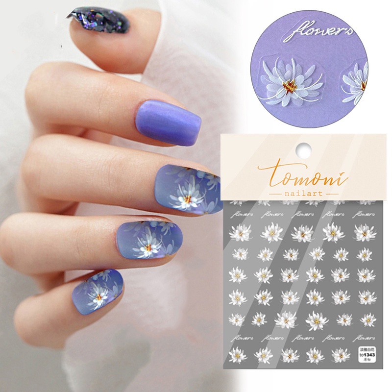 1Sheet Translucent White Flower Nail Art Sticker/Water Transfer Nail Decal / Manicure Art Decorations / Nail Makeup Tools