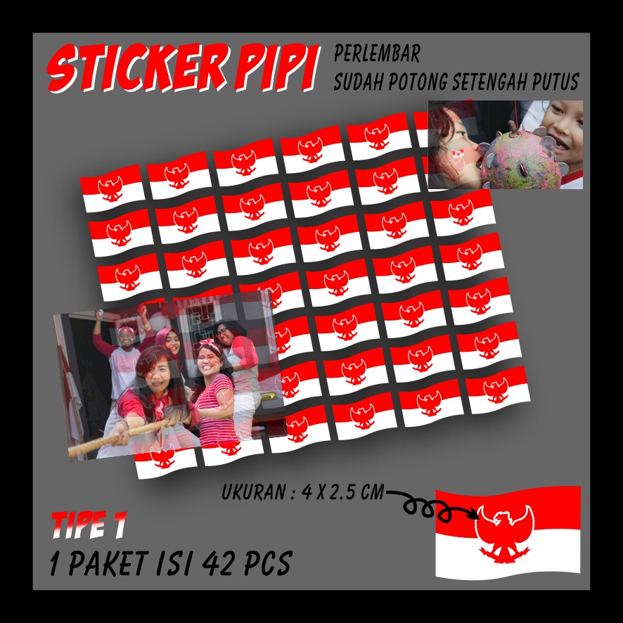 

Sticker Pipi, stiker lomba 17an, stiker bendera, stiker pernak pernik