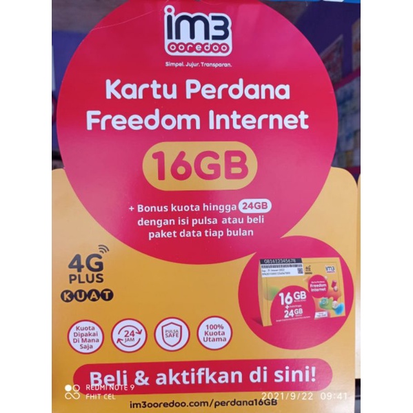 voucher Indosat IM3 yellow 1 GB 3 hari(20pcs)
