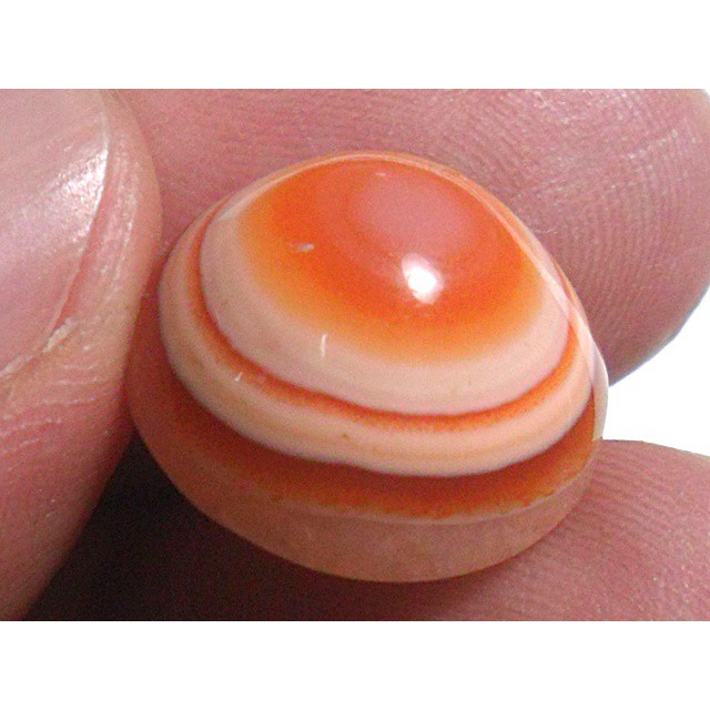 AG105 Round 15.2x15ct 12.30ct Orange White 'Greek Evil Eye' Natural Untreated Picture Agate Lucky
