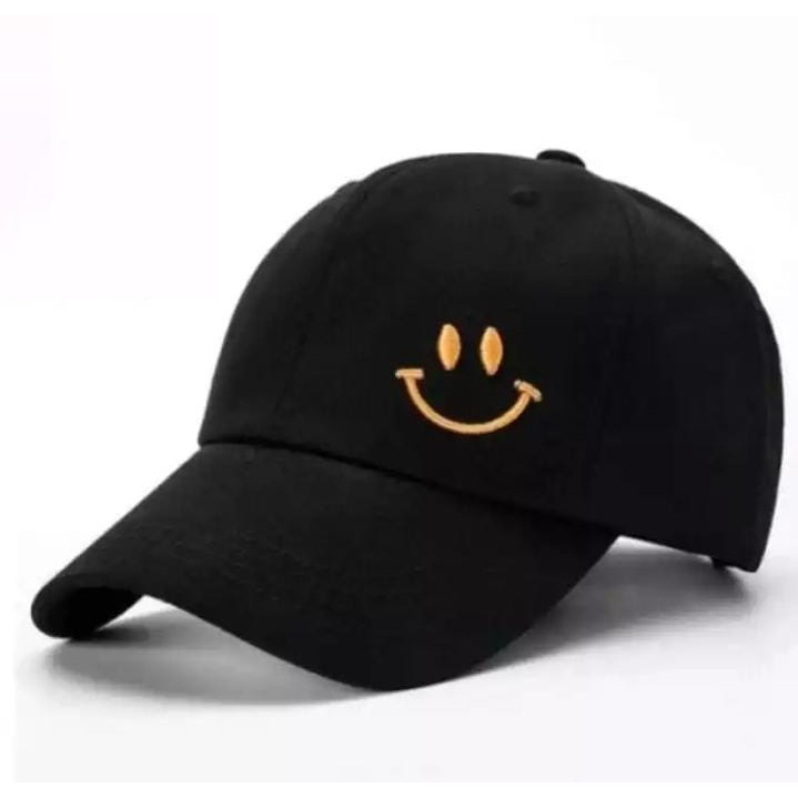 Topi Baseball Cap SMILE Bordir - Topi Model Terbaru Pria Dan Wanita