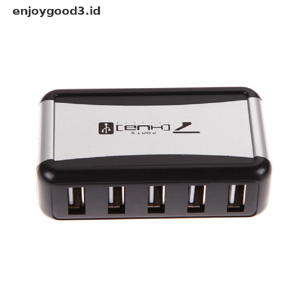 Hub 7 Port Usb Kecepatan Tinggi Dengan Kabel Adapter Eu / Us Plug Untuk Pc Laptop