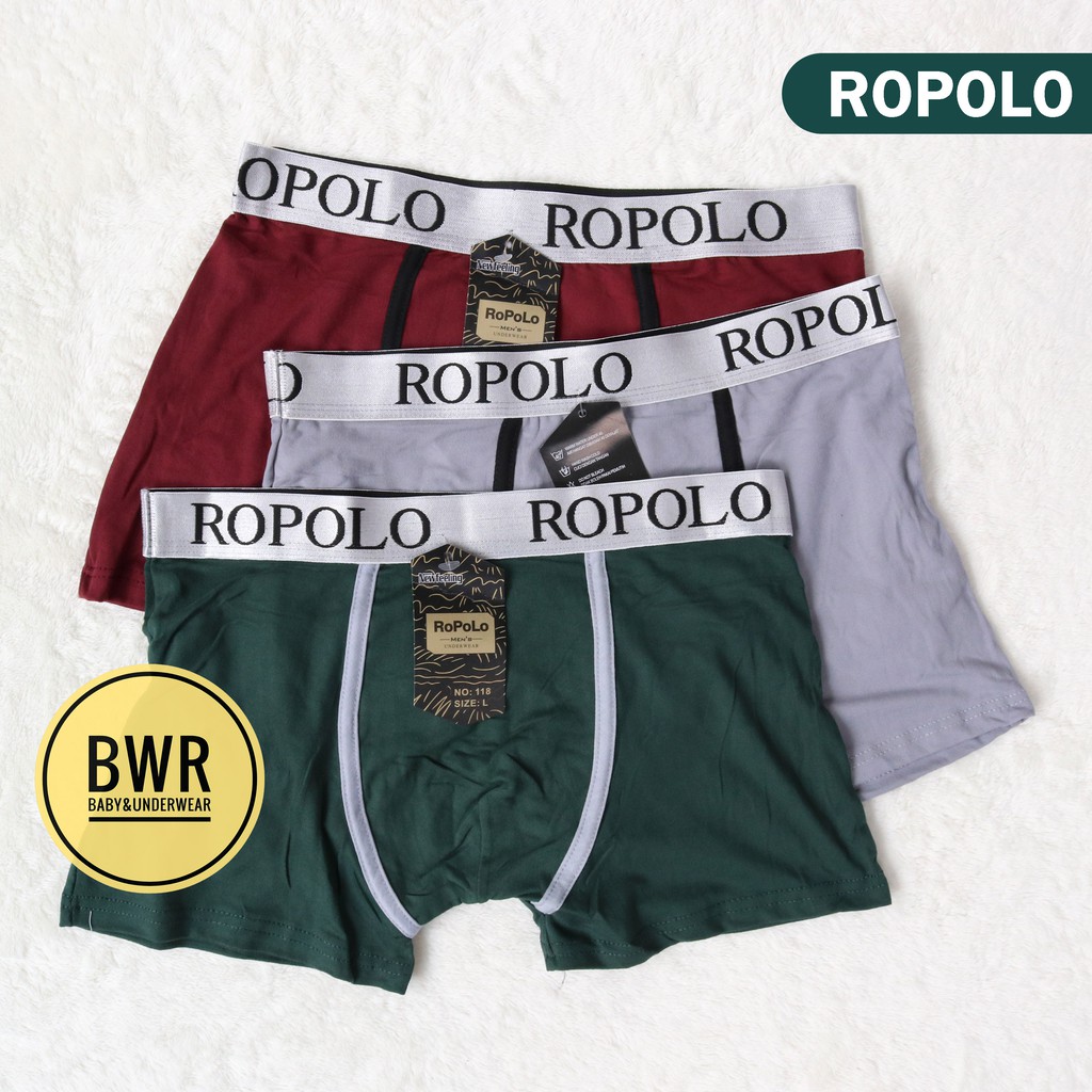 [ 3pc ] Boxer ROPO Lo 118# | Celana Dalam Pria Model Boxer Box Coklat