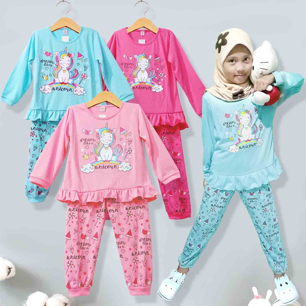 Stelan Baju Tidur Piyama Anak Lengan Panjang baju tidur anak Verymoda