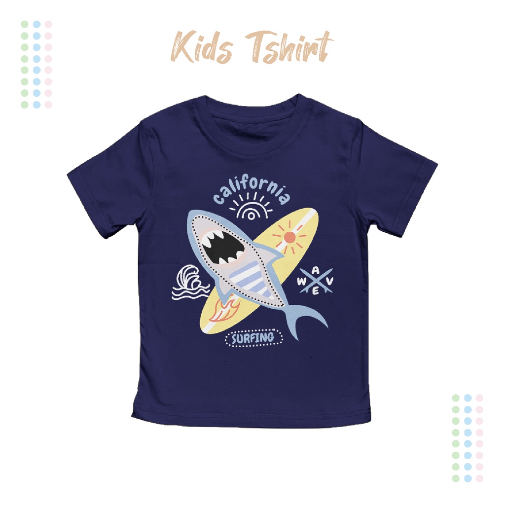 YafaStore Kaos Anak Laki-laki Perempuan Shark Surfing