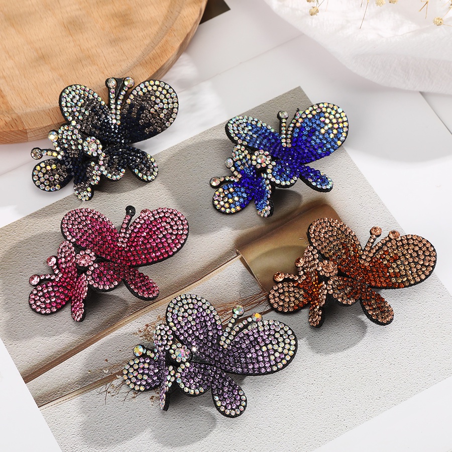 Retro Women Crystal Butterfly Hairpin Full Rhinestone Hair Clip Barrette Hair Accessories