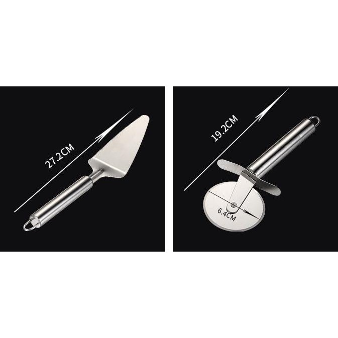 ALAT POTONG PIZZA SLICER SET 2 PCS PEMOTONG SPATULA PISAU LA107S3 ADONAN KUE RODA STAINLESS MODEL CUTTER PIZZA ROLLER