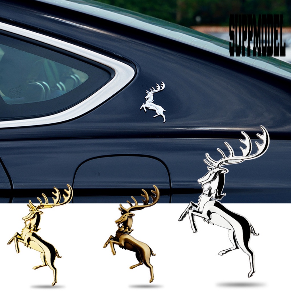 Stiker Emblem 3D Bentuk Rusa Tahan Karat Untuk Dekorasi Body Mobil