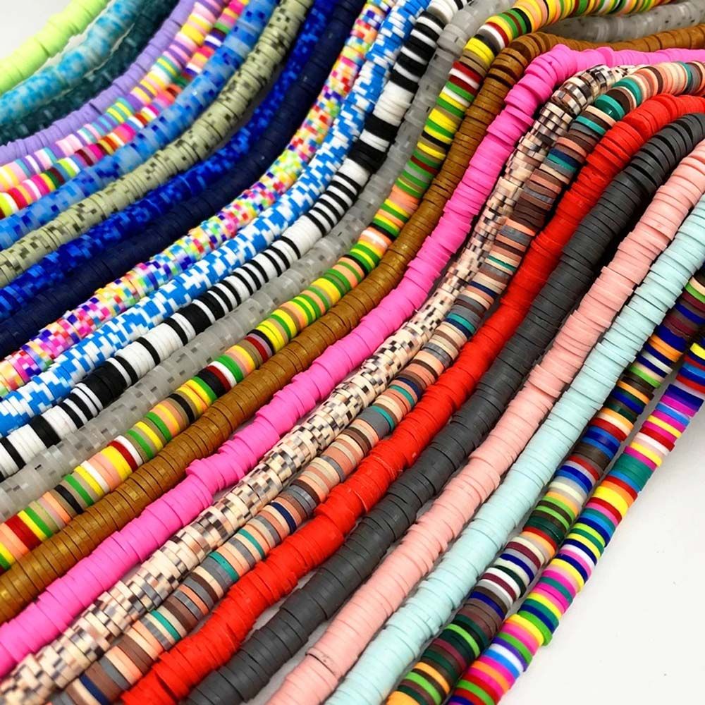 Needway  6mm Polymer Clay Beads Loose Jewelry Making Spacer Creative Colorful Flat Round For DIY Handmade Beads Bracelet Finding