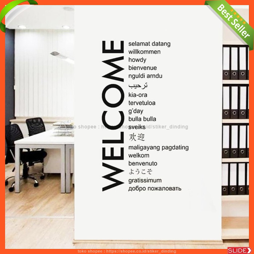 Stiker Dinding Wallsticker Wall Sticker Selamat Datang Semua Bahasa Sd345 Shopee Indonesia