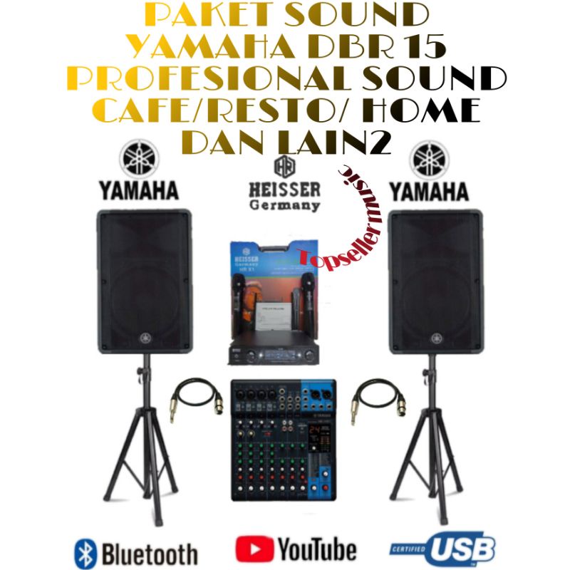 PAKET SOUND SPEAKER YAMAHA 15INCH MIXER 10CH MIC WIRELESS PAKET SOIND CAFE/RESTO/RUMAH KARAOKE GARAN