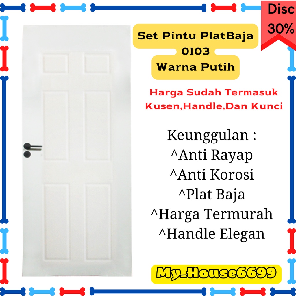 PINTU + KUSEN BAHAN PLAT BAJA zy0103 / kusen plat baja / SET pintu