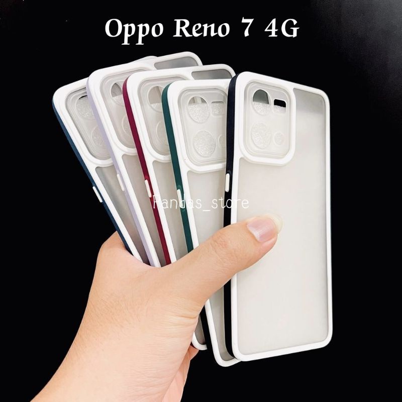 Pro Hybird Oppo Reno 7 / Reno 8 4G Softcase Halus dan Elegan / Pinggiran Garis Putih Keren (Pandas)