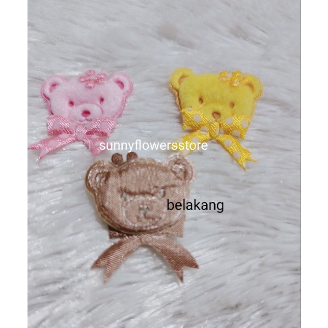 Aplikasi patch boneka bear pita/aksesoris  tempel baju