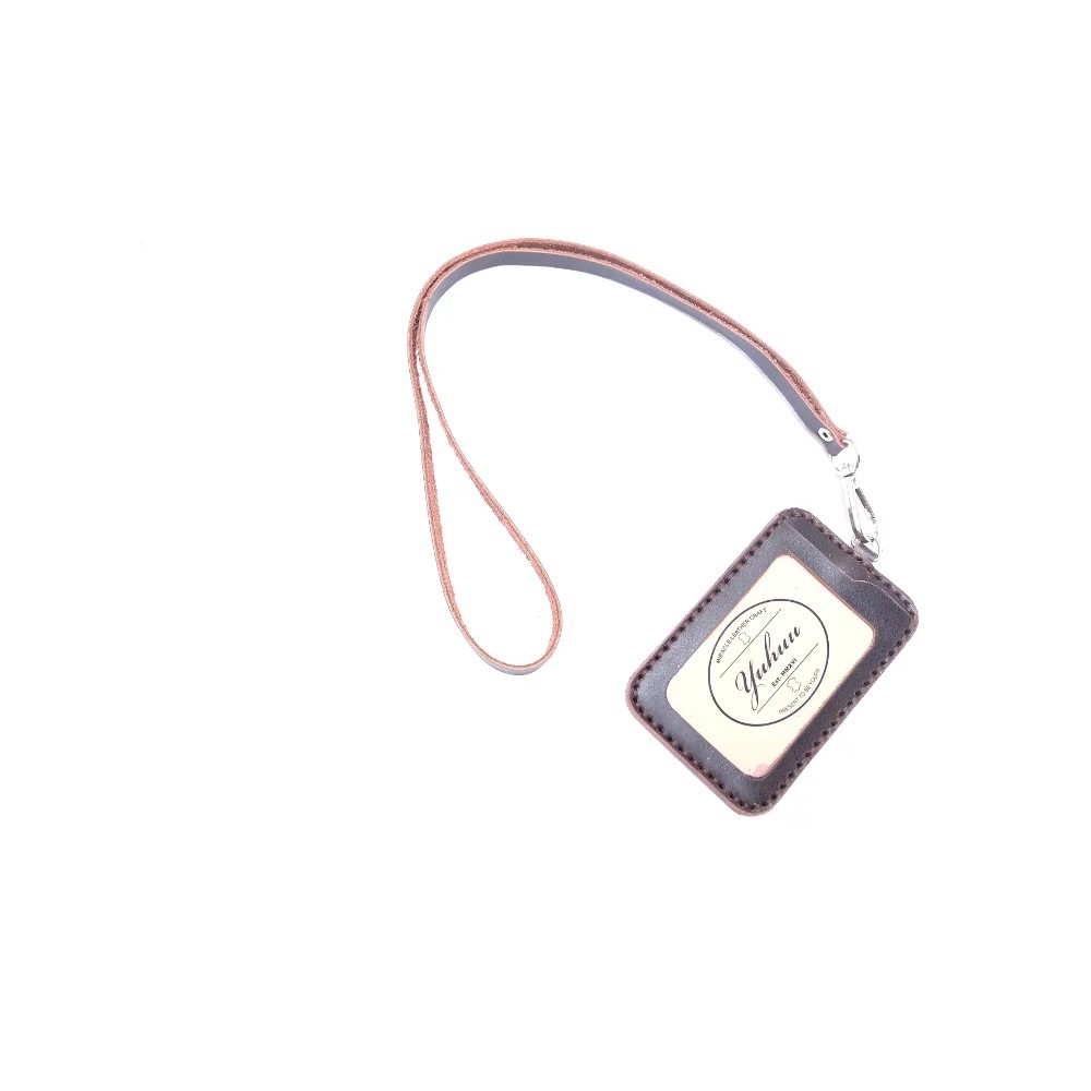 

ID CARD HOLDER SULAM KULIT ASLI WARNA COKLAT TUA| GANTUNGAN ID CARD | TALI ID CARD | KODE TN 01
