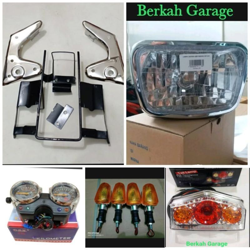 Paket Hemat Hedlamp Rx-King New + Breket Kuping Lampu + Spidometer + Sen 4 Pic +  Stop Rx-King Tebal