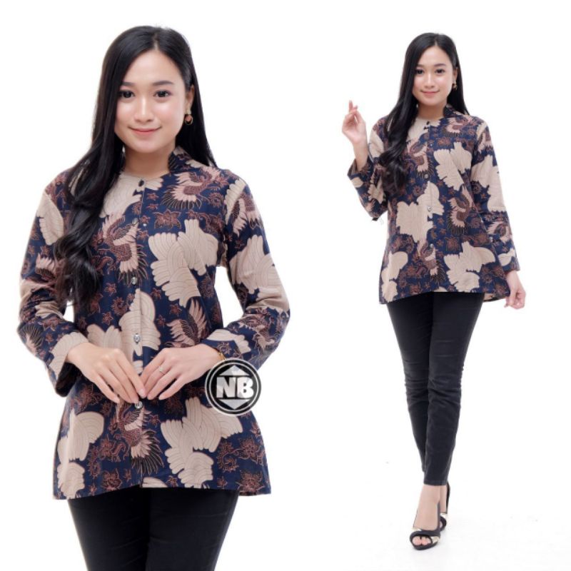 tey-17 Batik Wanita ASJ SA HRB026 Kenogo Kemeja Tosca Pendek-Model 8
