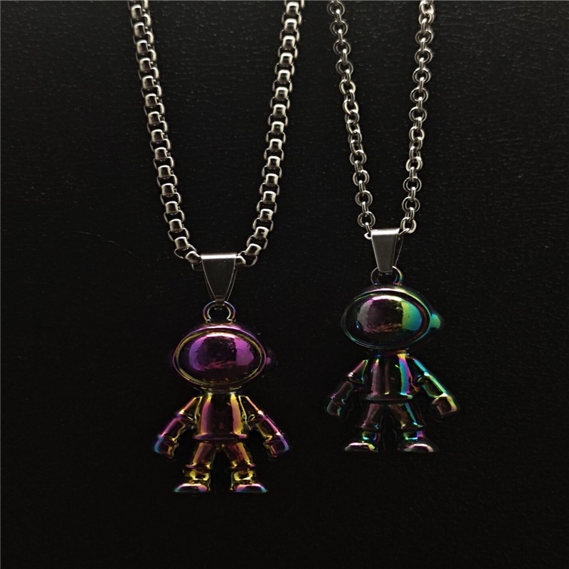 Warna-warni spaceman astronot kalung pria dan wanita beberapa Keren hip hop Bumi disco melompat lion