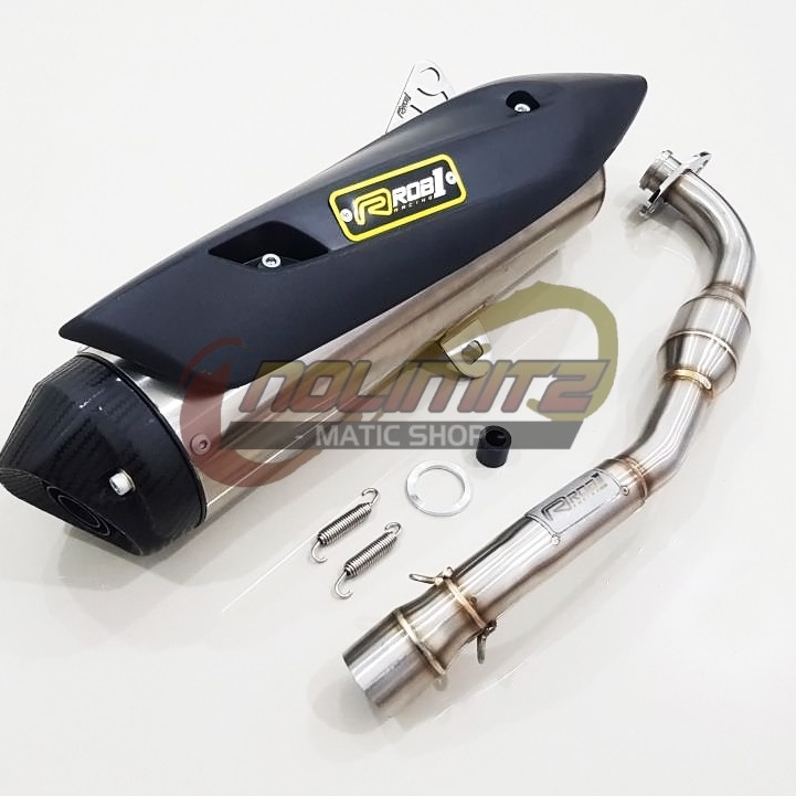 Knalpot Standar Racing Power Boom ROB1 End Cup V Carbon New Yamaha NMAX 2020 Aerox 155 Connected