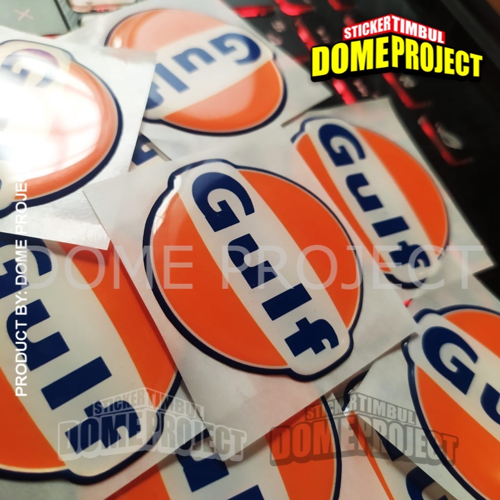 STIKER MOTOR KEREN GULF LOGO STIKER TIMBUL 3D LENTUR STIKER RESIN STIKER OUTDOOR STIKER AKSESORIS SEPEDA MOTOR