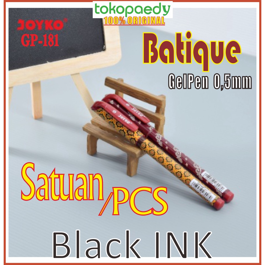 

[SATUAN] Gel Pen Pulpen Pena JOYKO GP-181 Batique 0.5mm 1PCS [PerBuah] /Black Ink -Tinta Hitam GP181