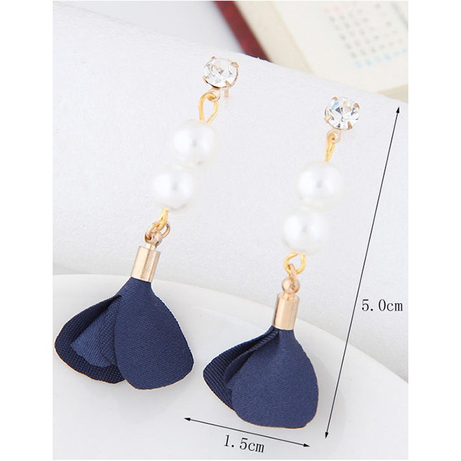 LRC Anting Tusuk Elegant Pearl&amp;diamond Decorated Flower Pure Color A4939X