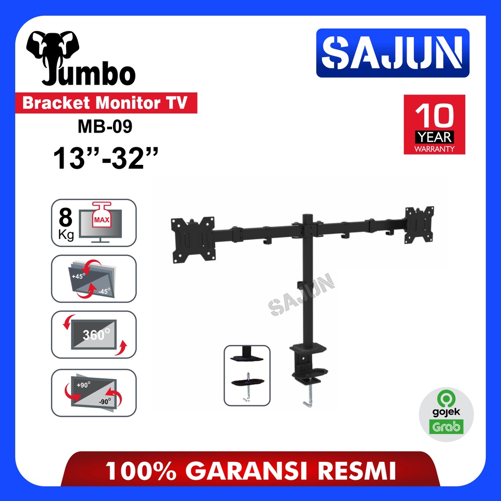 JUMBO Bracket Monitor TV 13-32 Inch Bracket Meja 2 Monitor MB-09