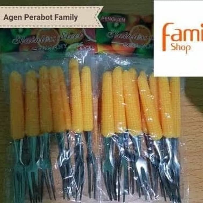 GARPU Kecil Kue Cake Buah Bolu Stainless Gagang Jagung Plastik Unik APF380