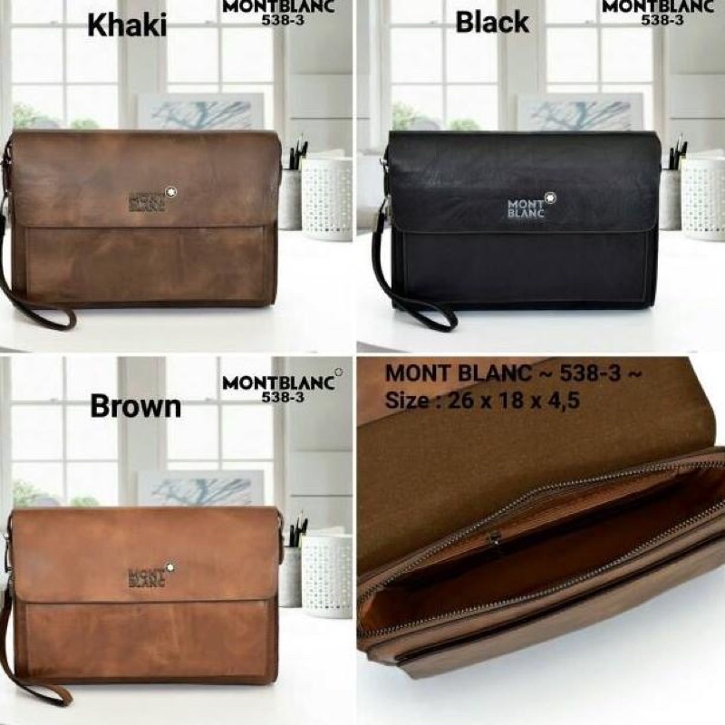 Handbag Montblanc Pria &amp; Wanita /Clutch Pria &amp; Wanita Mewah + Pulpen 538-3/81502-3 PREMIUM