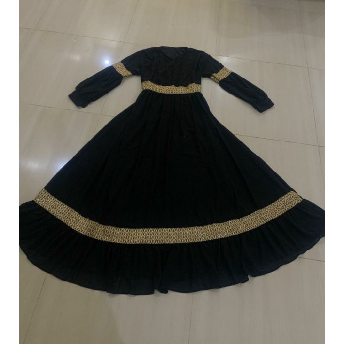 Abayah Gamis Hitam Dress maxi BUSUI Fashion Muslim Dubai Sumaya-2