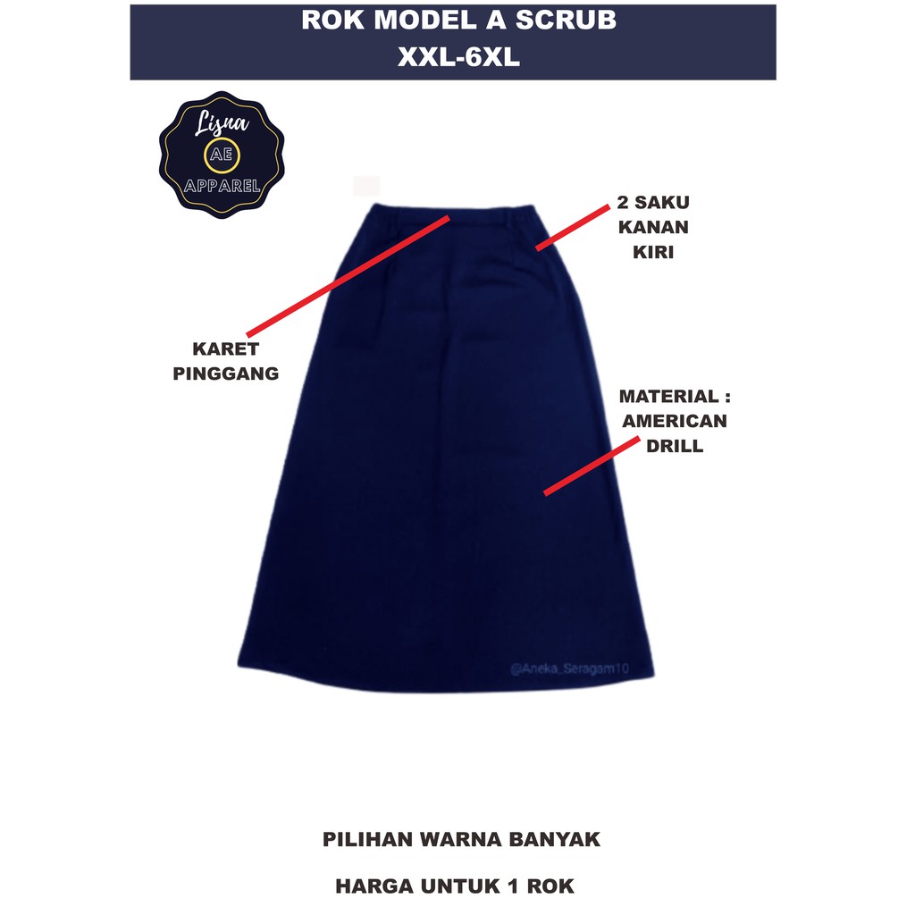 Rok Model A Scrub Medis APD OKA Ukuran XXL-6XL Kain Tebal