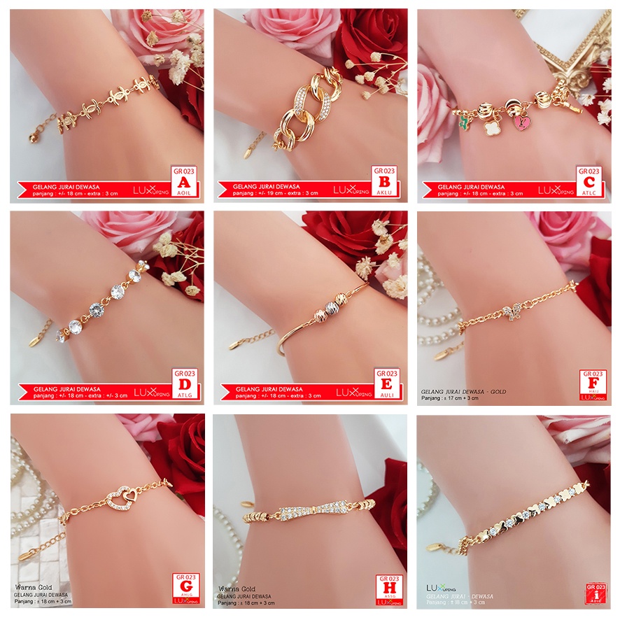 GR 023 Gelang Xuping Wanita Dewasa Permata Sirkon Perhiasan Lapis Emas 18K Pita Yaxiya Luxx Xuping