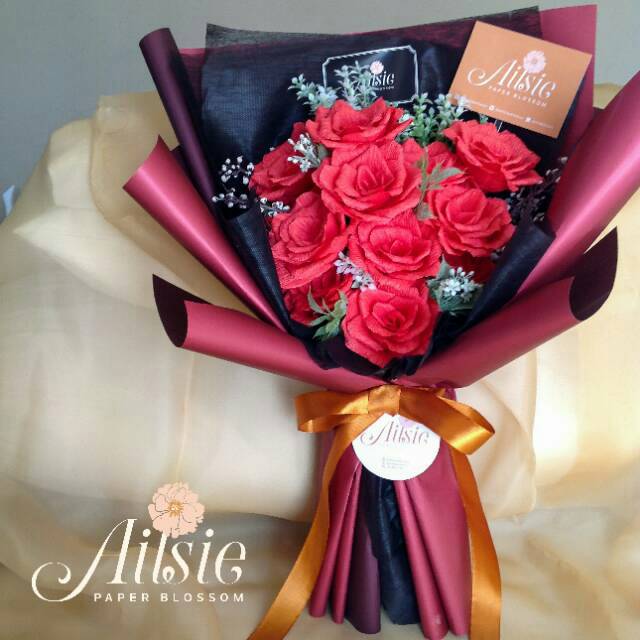 Rose Bouquet Buket Bunga Mawar Buket Wisuda Hadiah Pacar Ultah Bunga Kertas Artifisial Shopee Indonesia