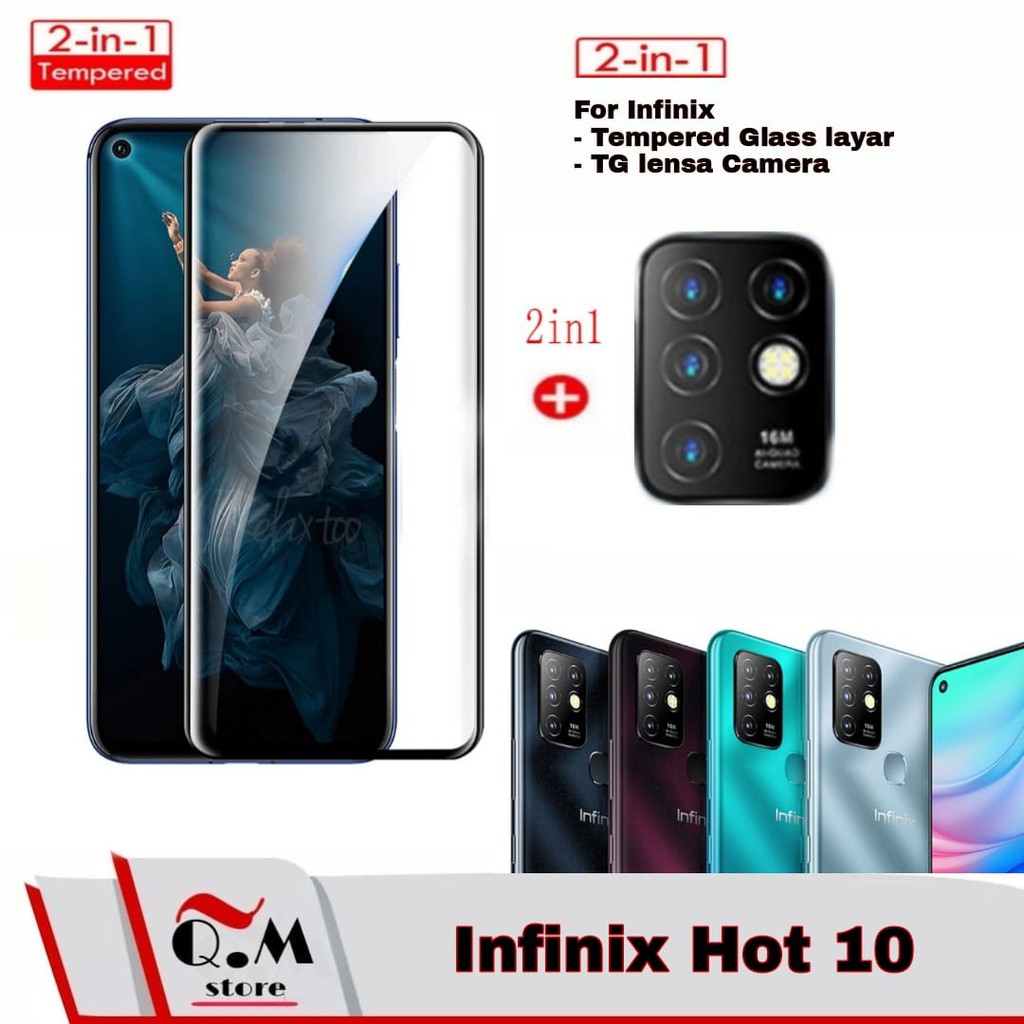 PROMO 2 IN1 Tempered Glass Infinix Hot 10s / 10 / 10 Play Screen Guard Premium Pelindung Layar Depan