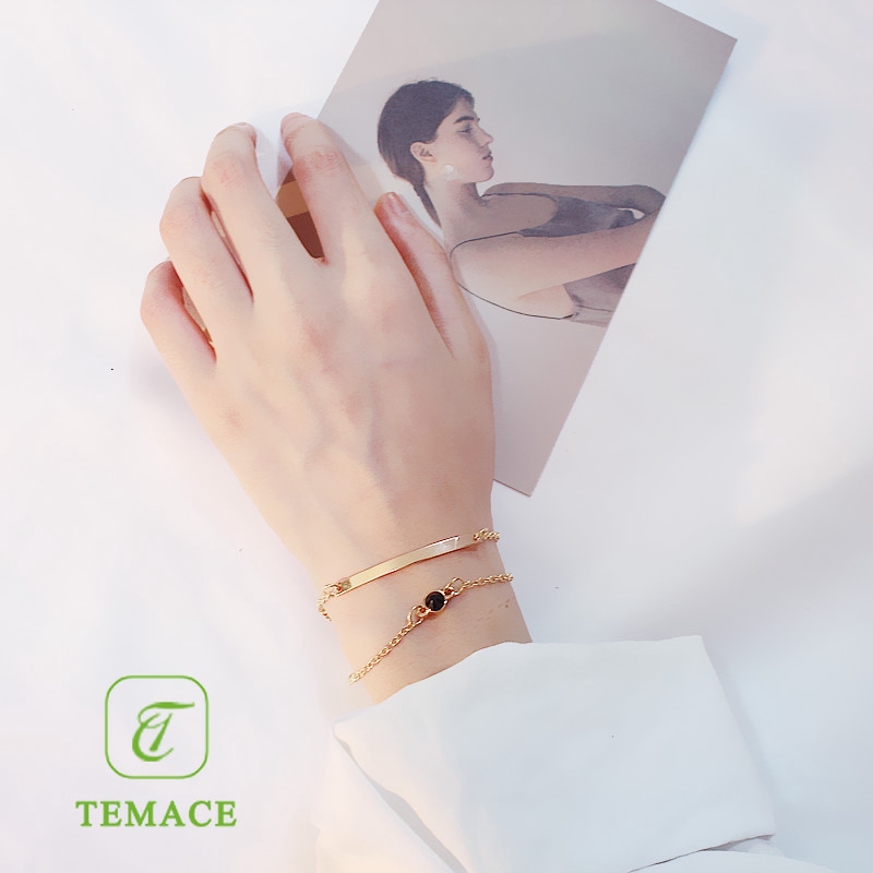 Baja Titanium 18K naik emas gelang baja bulat manik Han Cai gelang wanita emas bintang terkenal sepe
