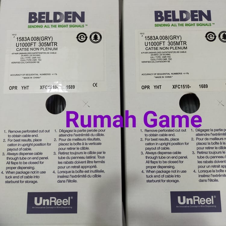 Belden Cable UTP Cat 5 Cat 5e Cat 5 1583A 305Meters Original Aussie