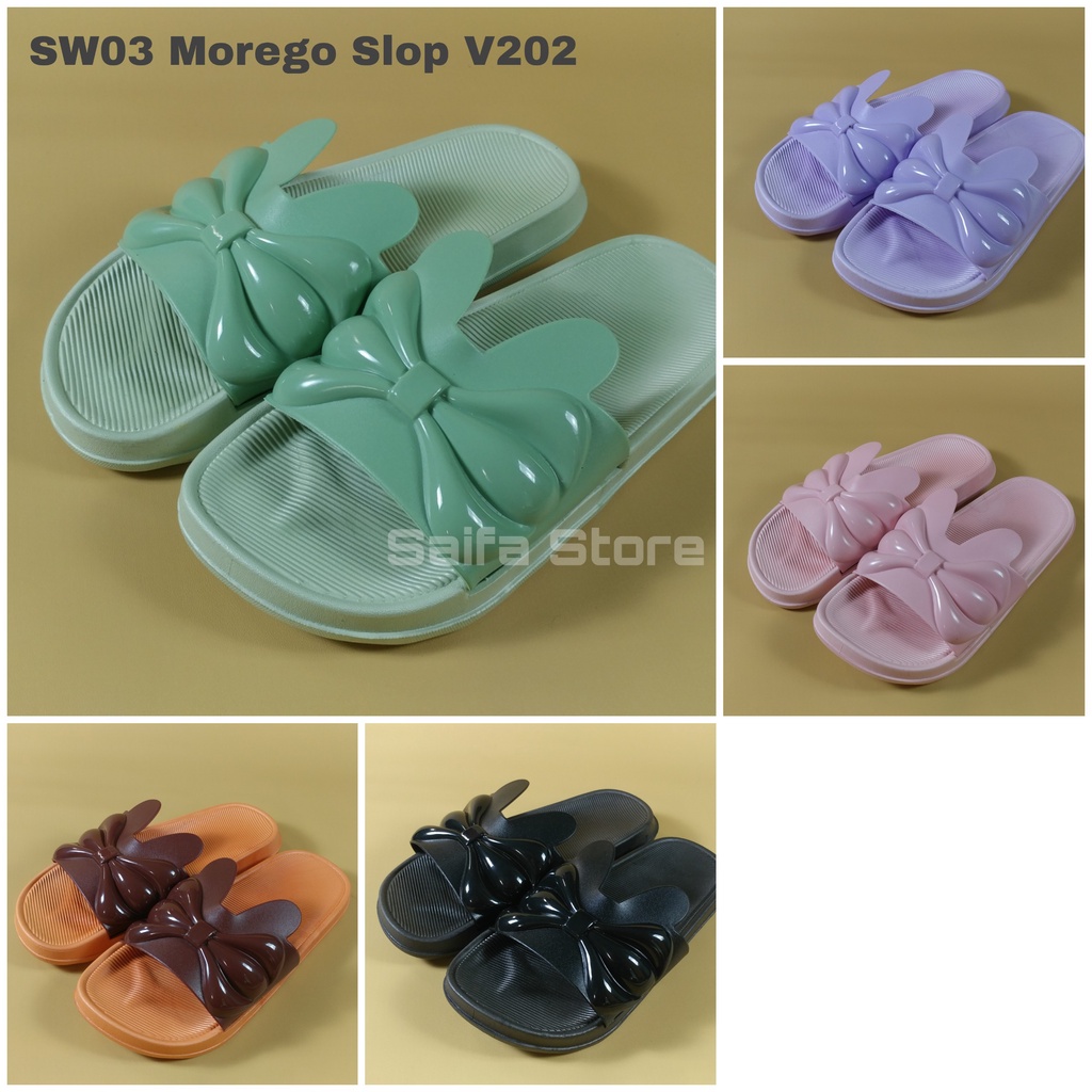 Sandal Wanita Premium Morego V202-D Motif Slop Pita Original Sandal Jelly Wanita Sandal Murah Sandal Karet Wanita Nyaman dipakai dan Awet