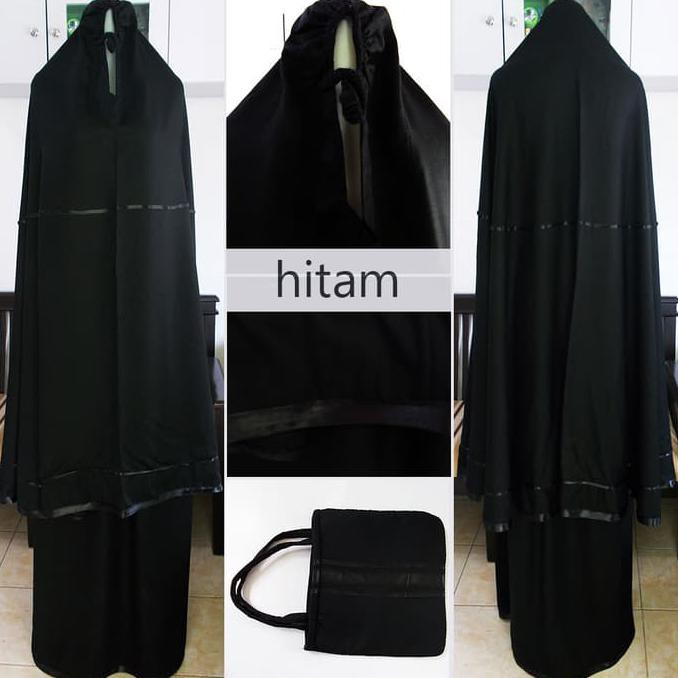 Mukena Bali Traveling|Mukena Polos|Warna Hitam List Hitam