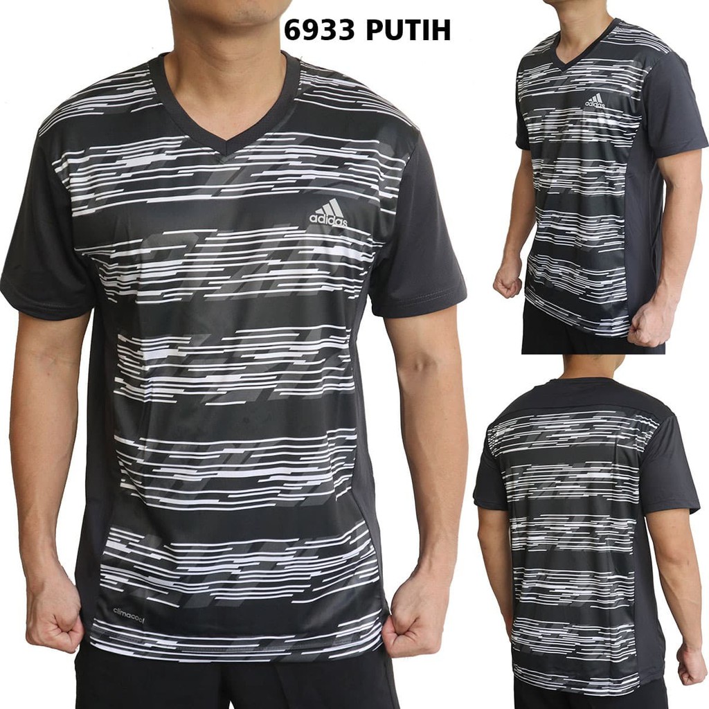 KAOS OLAHRAGA COWOK ADIDAS 6933 PUTIH - BAJU SEPEDA FUTSAL GYM RUNNING GOWES