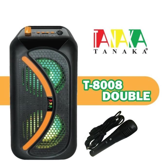 Speaker Tanaka T-8OO8 model new double speaker free 1 mic dilengkapi lampu led