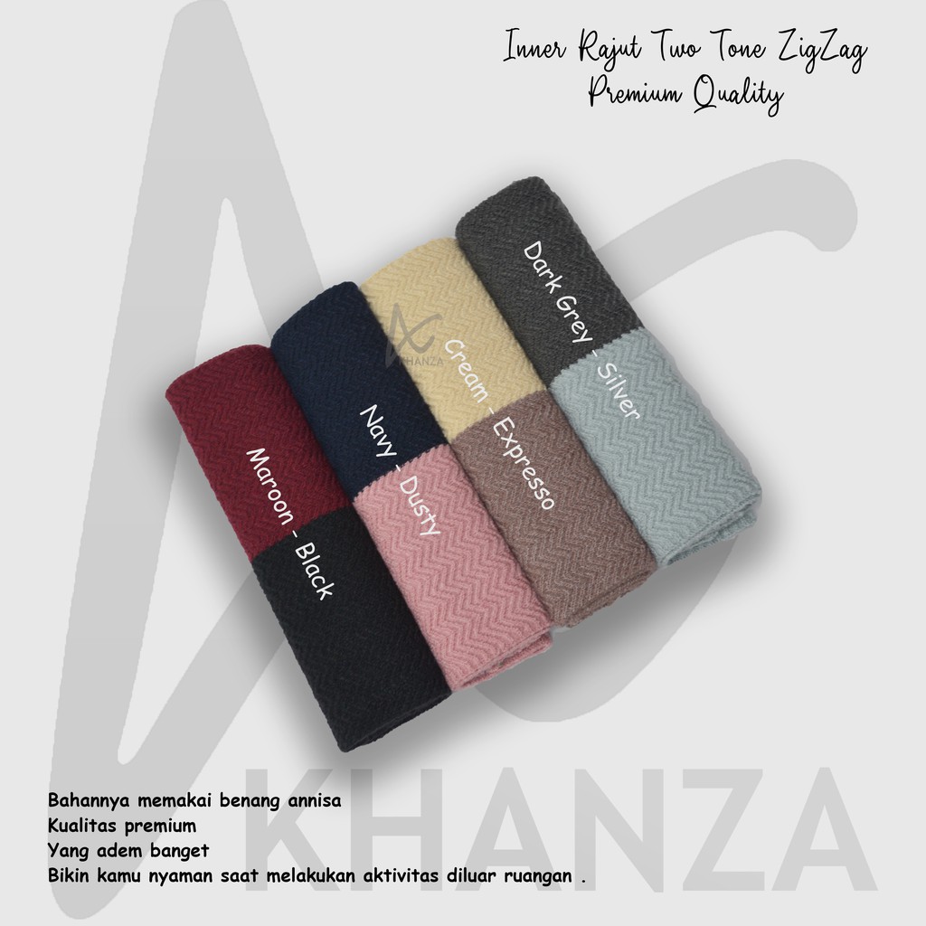 Inner Rajut 2 Warna Zigzag Ciput Bandana Two Tone Premium