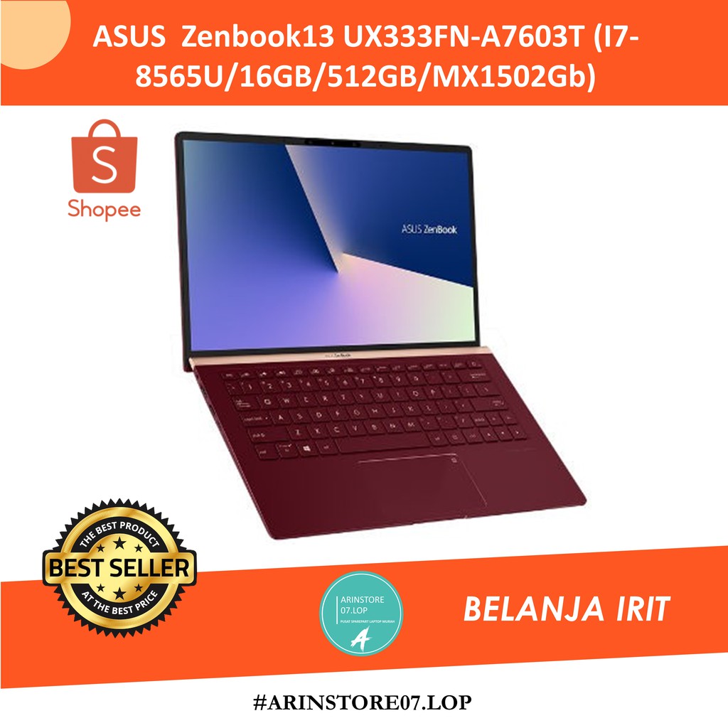 TERMURAH  ASUS UX333FN-A7603T Zenbook13 (I7-8565U/16GB/512GB/MX1502Gb) LAYAR 13.3 INCH FULLHD