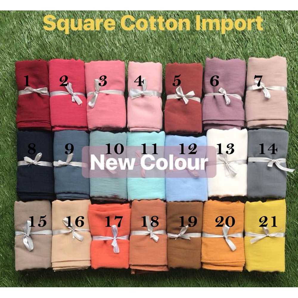 Jilbab Square Cotton Import Tekstur Kulit Jeruk from Rahina / Kerudung Segi Empat