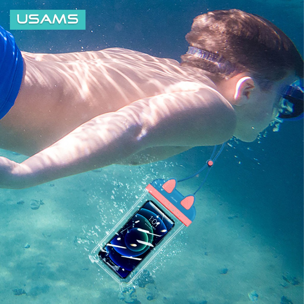 USAMS YD010 Mobile Phone Waterproof Bag Kantong Pelindung HP Anti Air Universal 7inch IPX8