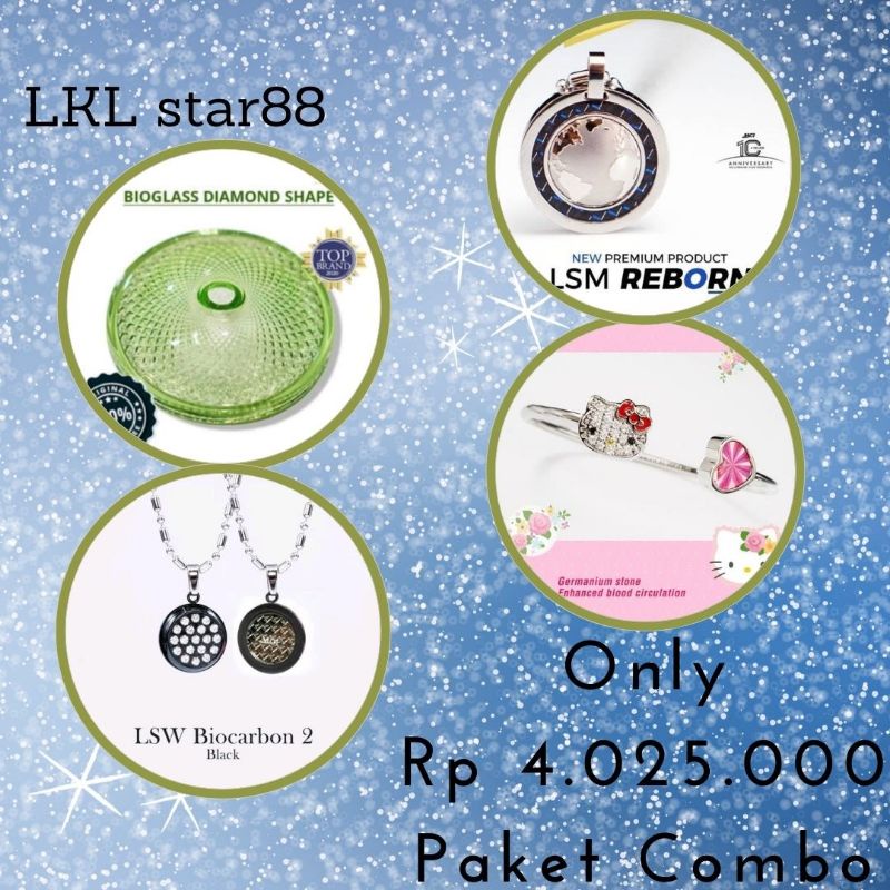 Paket BioGlass DS Diameter 10cm + LSM Reborn + Pendant LSW BioCarbon2 Black + Bangle Hello Kitty ORI