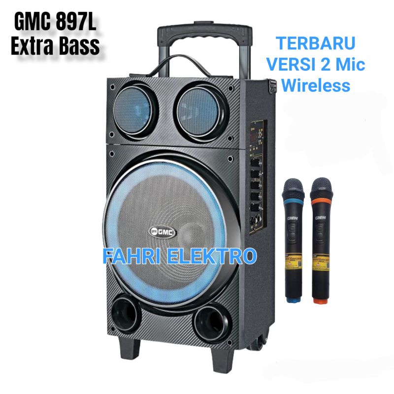 Jual Speaker Portable GMC 897L Bluetooth Karaoke Super Bass 2 Mic ...